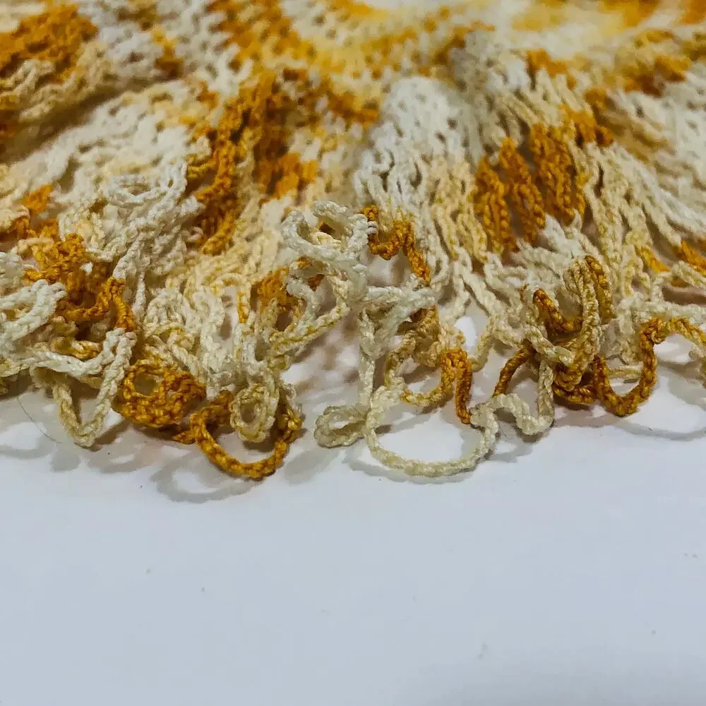 Vintage Yellow and White Crochet Doily Frilly Lace Handmade Retro